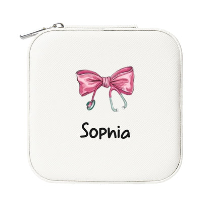 Personalized Medical Bow Stethoscope Jewelry Box Organizer with Name Birthday Wedding Gift for Nurse