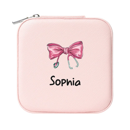 Personalized Medical Bow Stethoscope Jewelry Box Organizer with Name Birthday Wedding Gift for Nurse