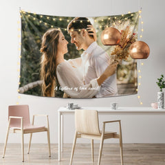 Personalized Pattern Tapestry with Text Wall Decor Gift for Couple Housewarming Gift