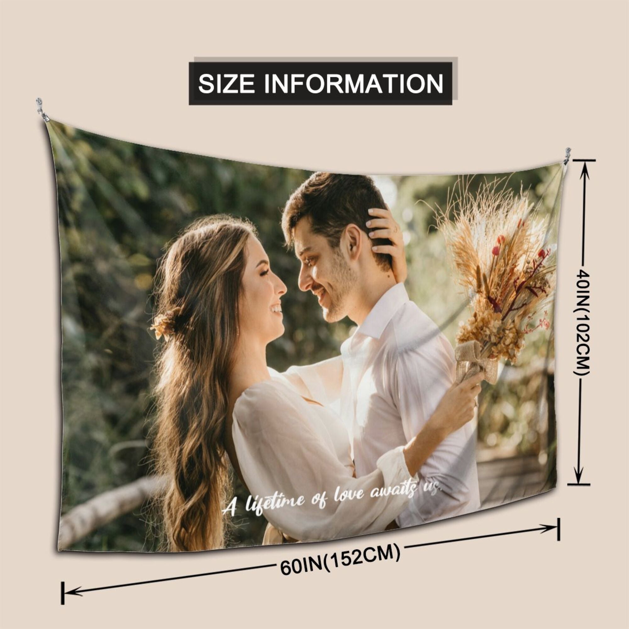 Personalized Pattern Tapestry with Text Wall Decor Gift for Couple Housewarming Gift