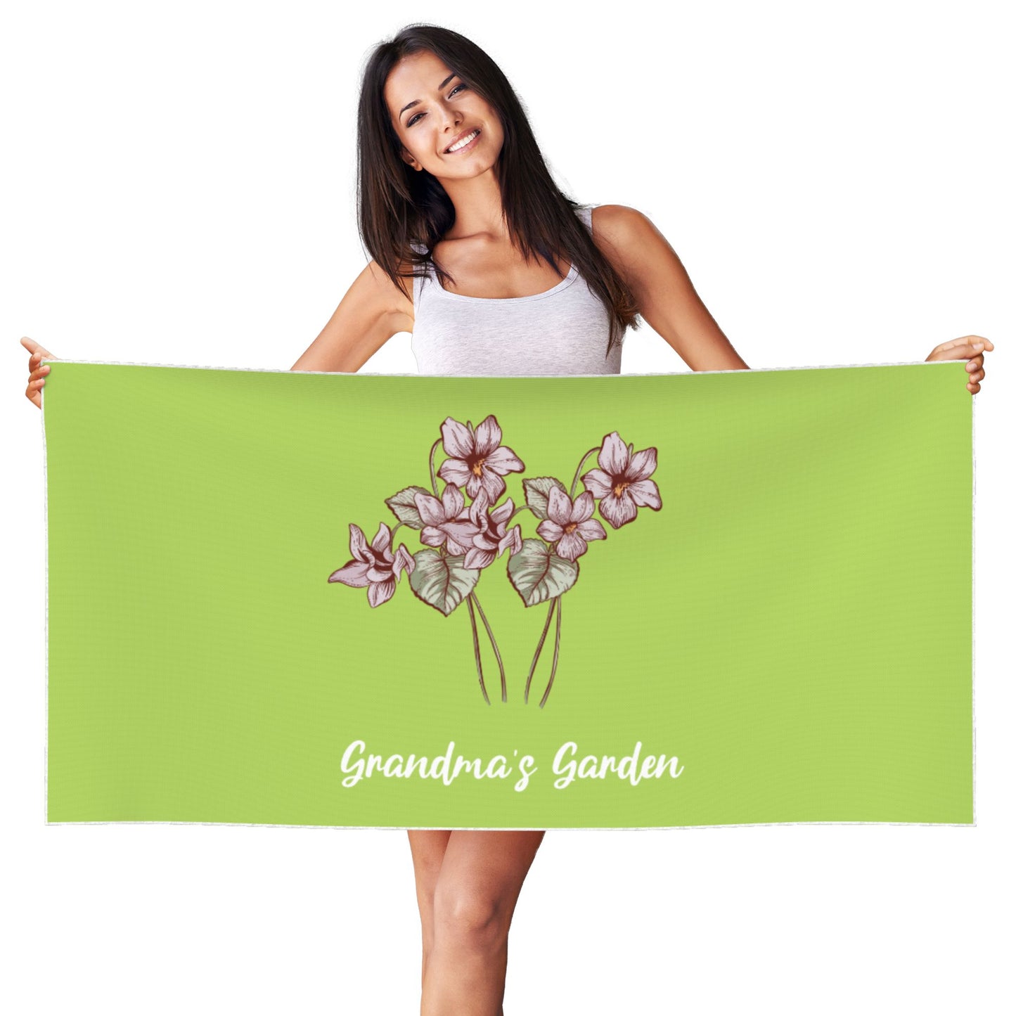 Personalized Birth Flower Quick Dry Peach Skin Velvet Beach Towel with Name Beach Accessories Gift for Mom Grandma