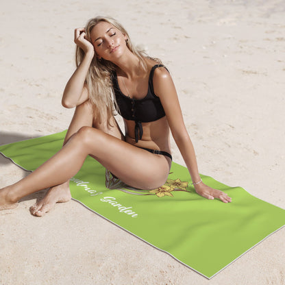 Personalized Birth Flower Quick Dry Peach Skin Velvet Beach Towel with Name Beach Accessories Gift for Mom Grandma