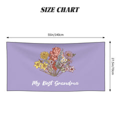 Personalized Birth Flower Quick Dry Peach Skin Velvet Beach Towel with Name Beach Accessories Gift for Mom Grandma