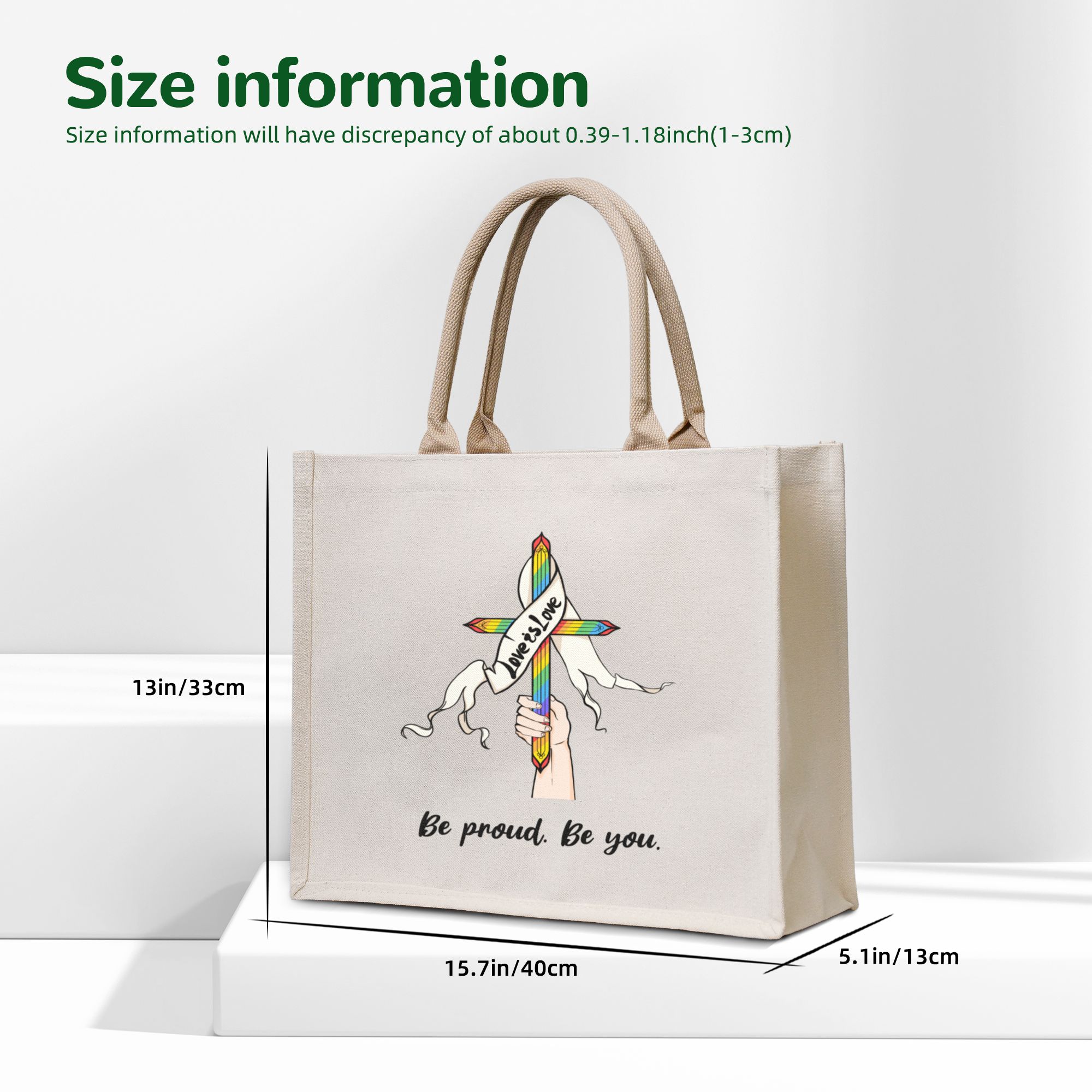 Personalized LGTBQ Canvas Tote Bag with Name Gift for Pride Month