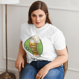 Personalized Beer Happy with Text Women's Plus-Size Cotton Short-sleeved T-Shirt Gift for Her
