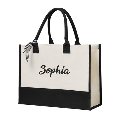 Personalized Name Canvas Patchwork Gift Tote Bag