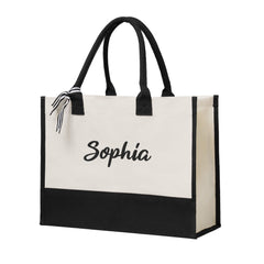 Personalized Name Canvas Patchwork Gift Tote Bag