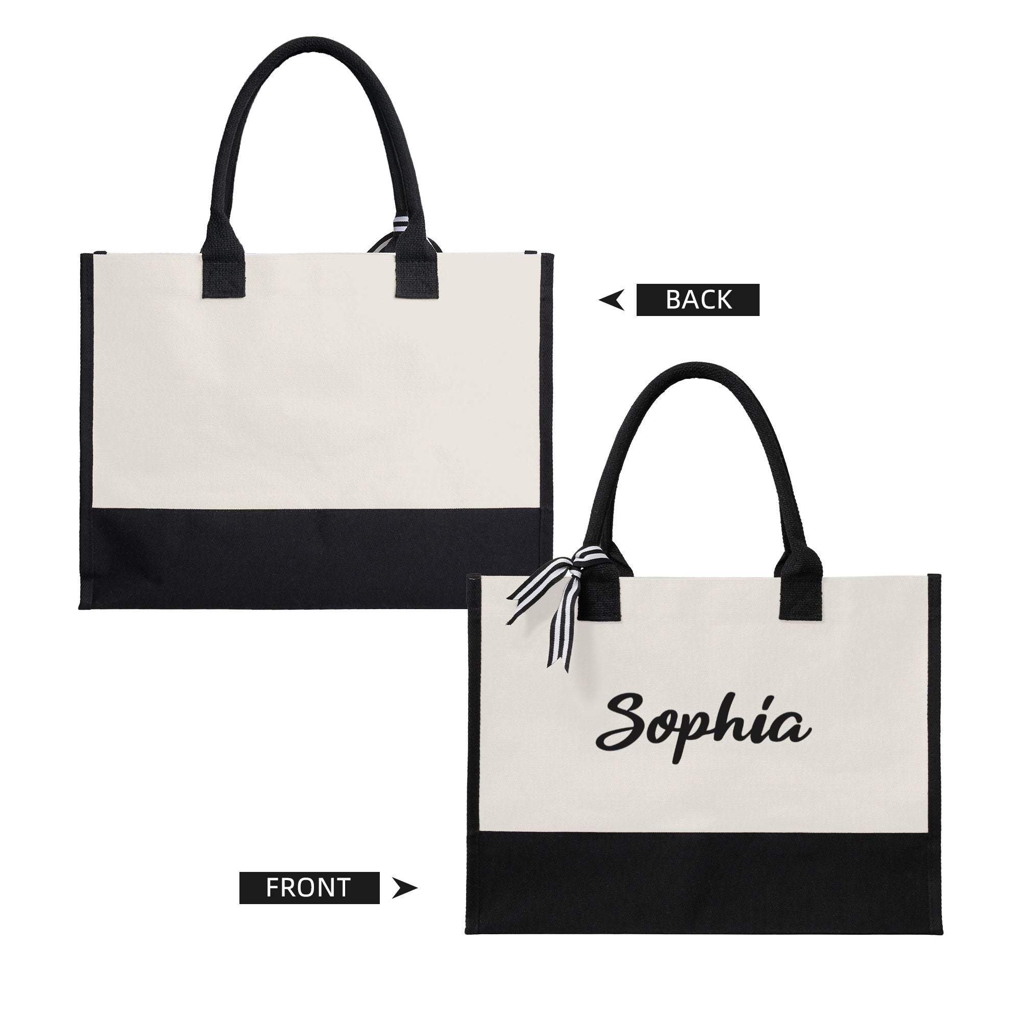 Personalized Name Canvas Patchwork Gift Tote Bag