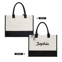 Personalized Name Canvas Patchwork Gift Tote Bag
