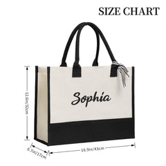 Personalized Name Canvas Patchwork Gift Tote Bag