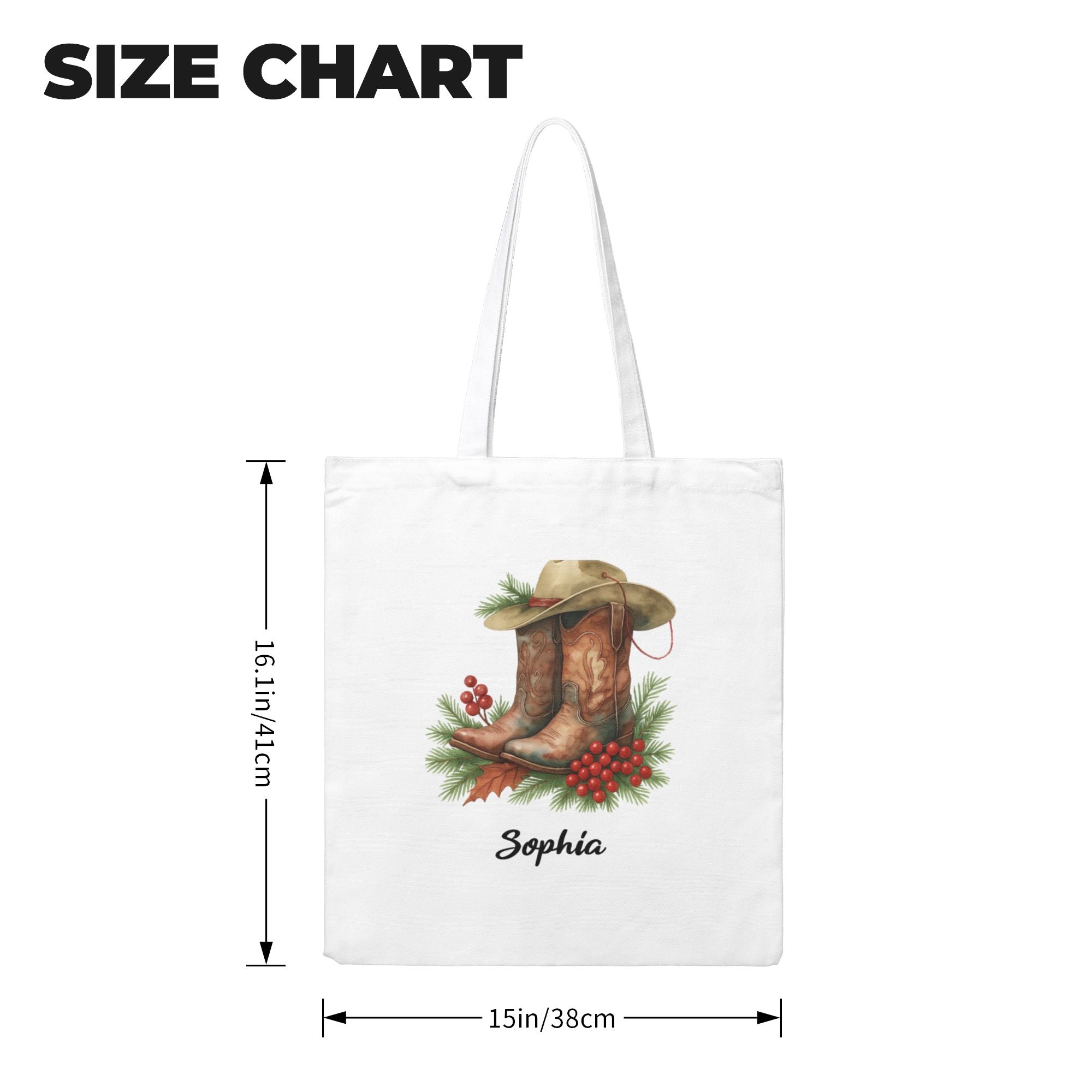 Personalized Birth Flower Western Cowgirl Boots with Name Canvas Bag Gift for Her