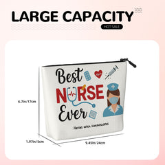 Personalized Nurse-Themed Hemp Cosmetic Bag with Name or Text Makeup Pouch for Nurses