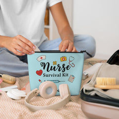 Personalized Nurse-Themed Hemp Cosmetic Bag with Name or Text Makeup Pouch for Nurses