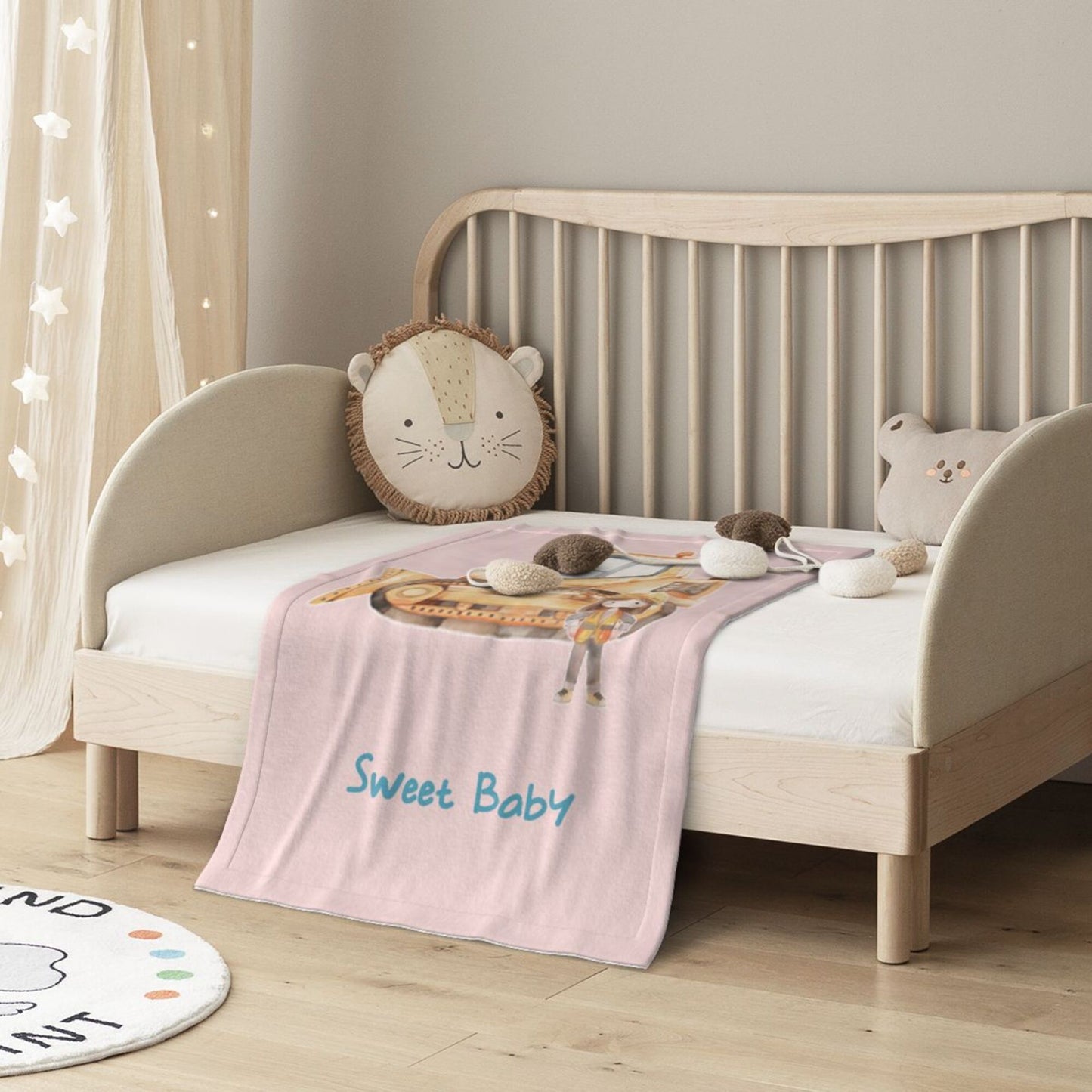 Personalized Cartoon Engineering Vehicle Soft Throw Blanket with Name Birthday Gift for Kids