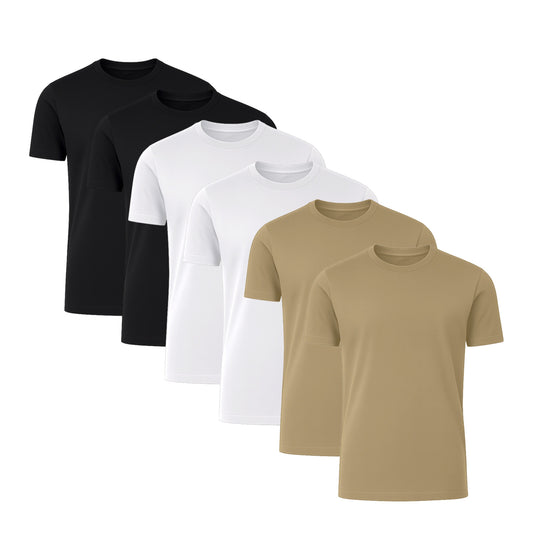 6 Pack Crew Neck Short-Sleeve T-Shirt Soft & Breathable