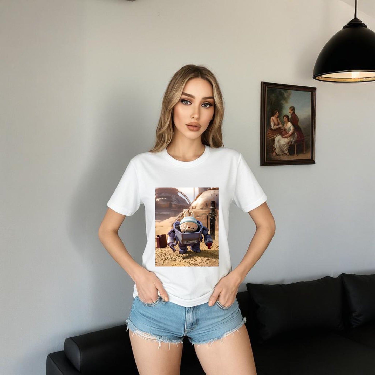 Space Labubu The Monsters Crew Neck T-Shirt For Labubu Lover
