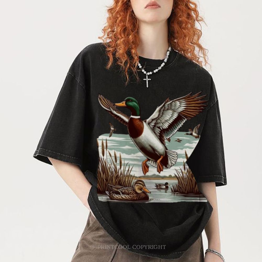 Wild Duck Unisex Vintage Washed Tee