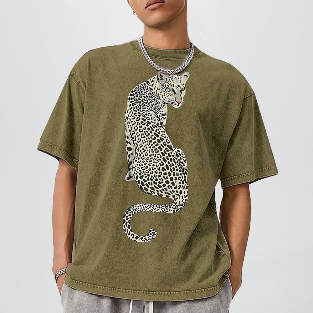 White Leopard Unisex Vintage Washed Tee
