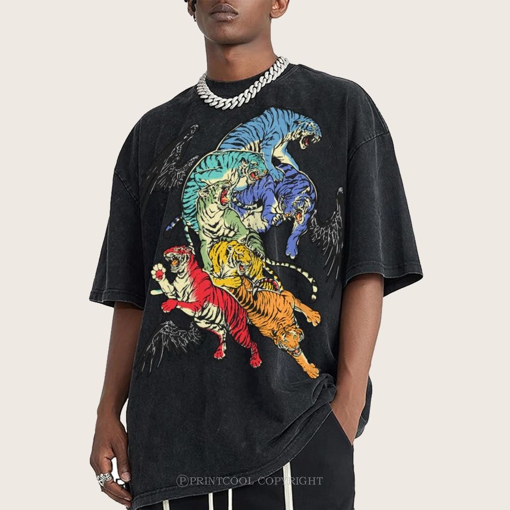Warring Tigers Unisex Vintage Washed Tee