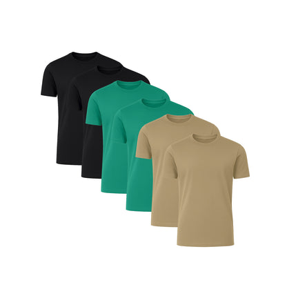 6 Pack Crew Neck Short-Sleeve T-Shirt Soft & Breathable