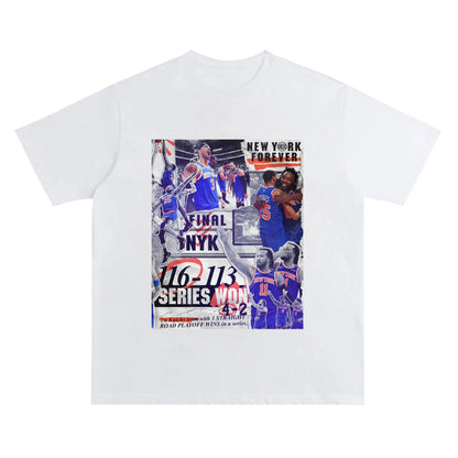 NYK “21-0 Historic Run” Collage Tee -Newspaper collage aesthetic Crew Neck Short-Sleeve T-Shirt Unisex