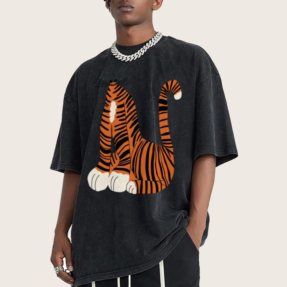 Tiger Cat Unisex Vintage Washed Tee