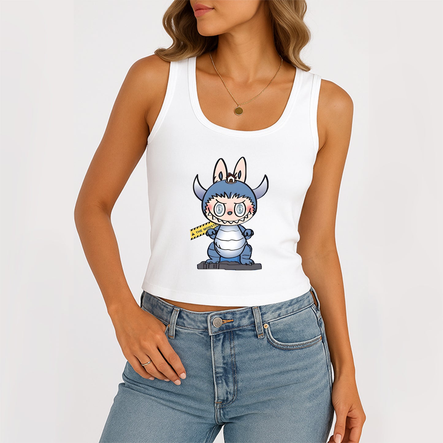 Labubu The Monsters Women's Sleeveless Scoop Neck Ribbed Tank Summer Basic Slim Cute Tops For Labubu Lover