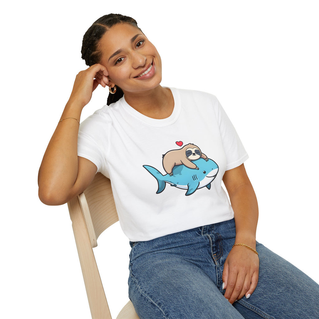 Cartoon Sloth and Shark Affection - Classic Fit