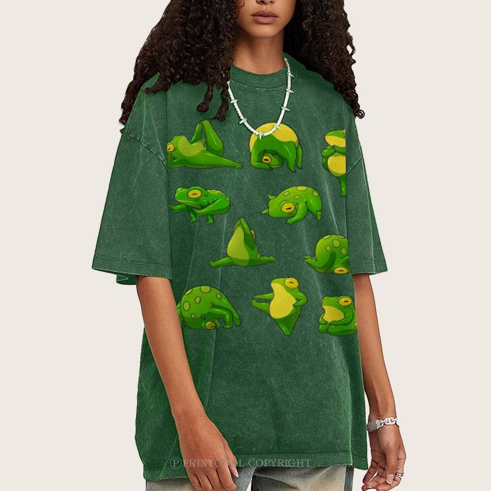 Yoga Frog Unisex Vintage Washed Tee