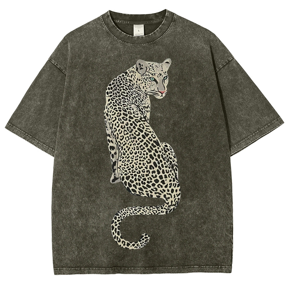 White Leopard Unisex Vintage Washed Tee
