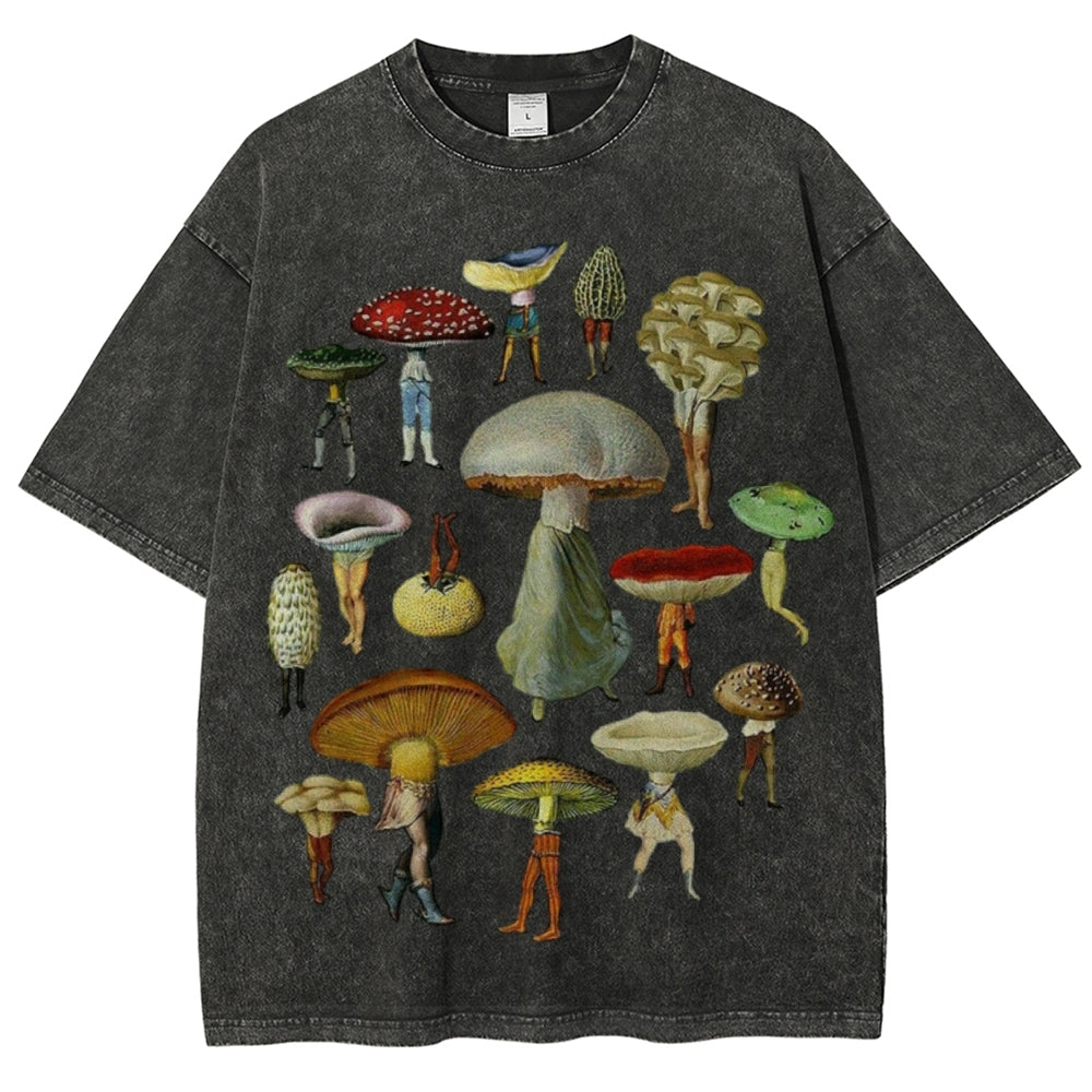 Troop of Mushrooms Unisex Vintage Washed Tee