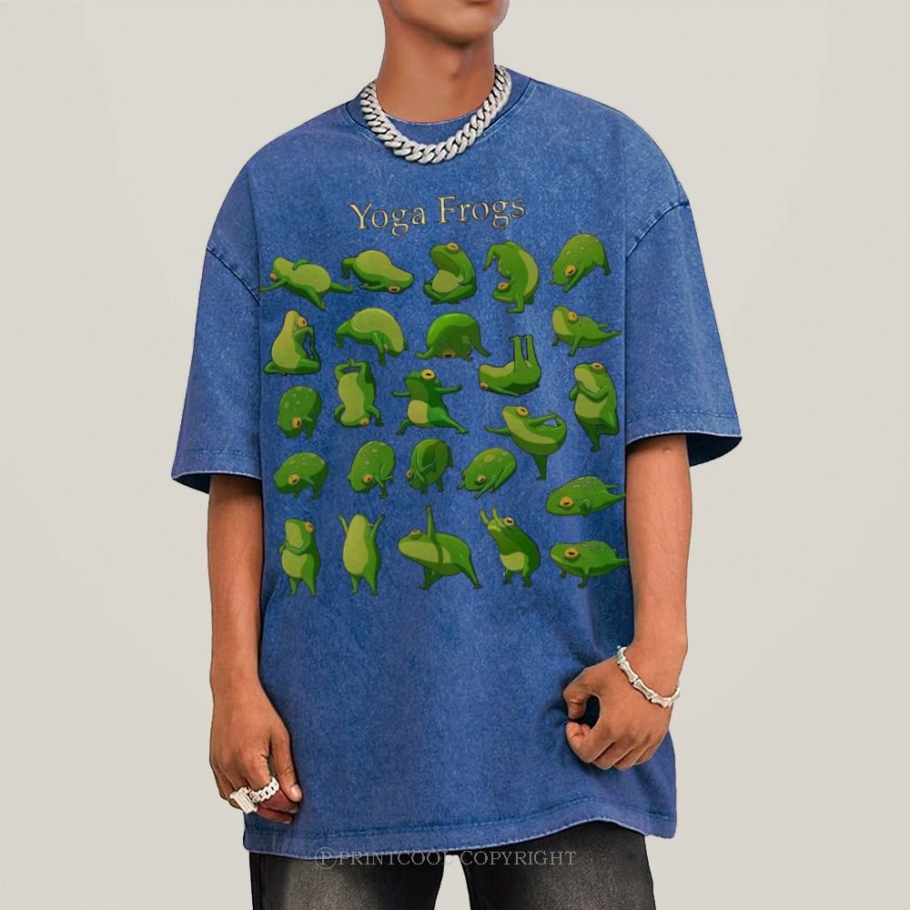 Yoga Frog Unisex Vintage Washed Tee
