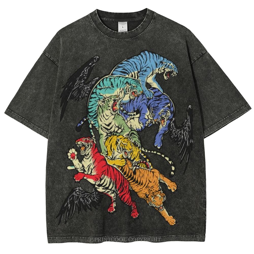 Warring Tigers Unisex Vintage Washed Tee
