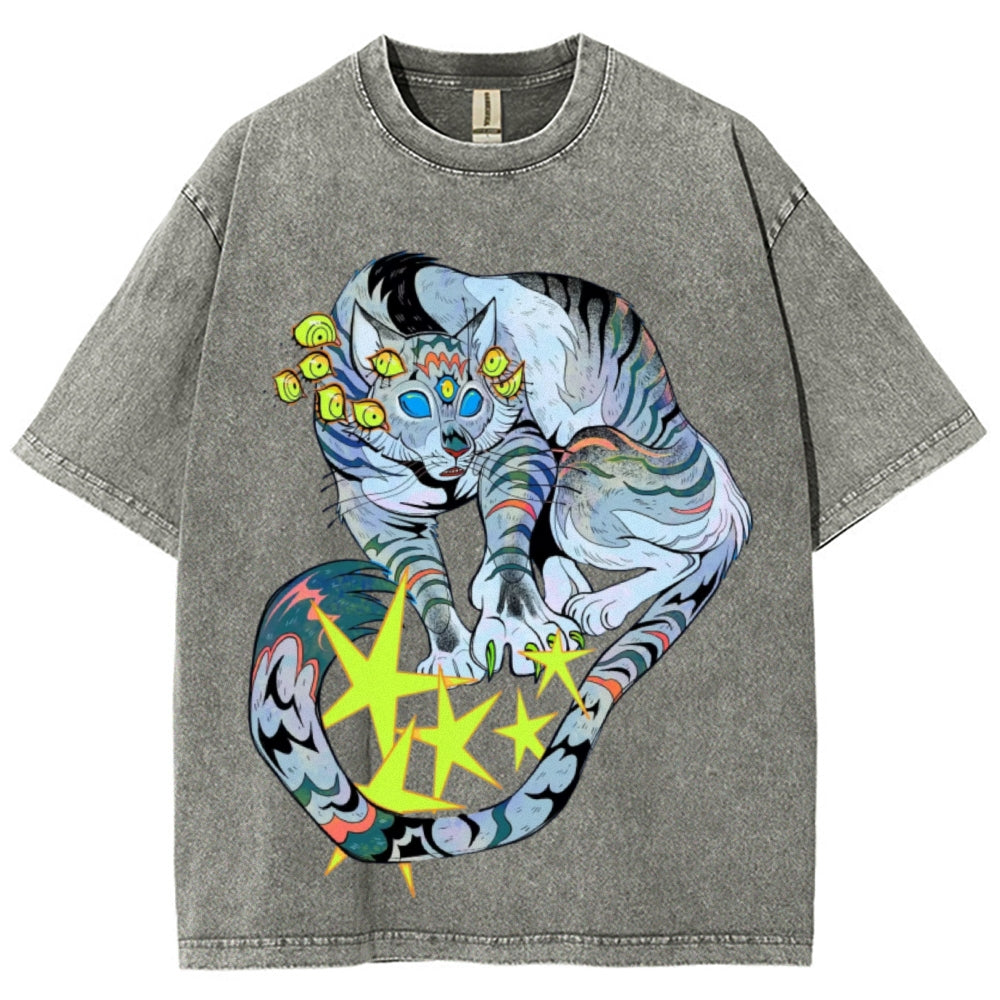 Warriors Cat Unisex Vintage Washed Tee