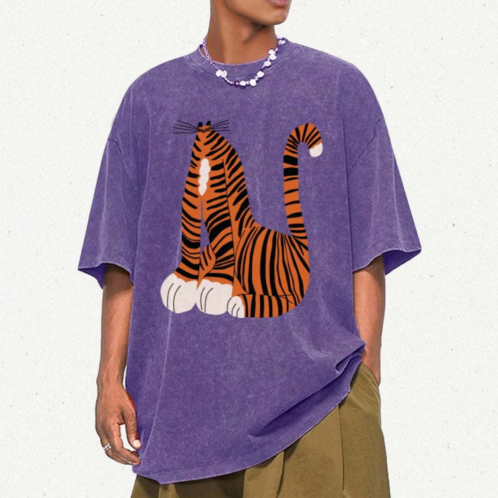 Tiger Cat Unisex Vintage Washed Tee