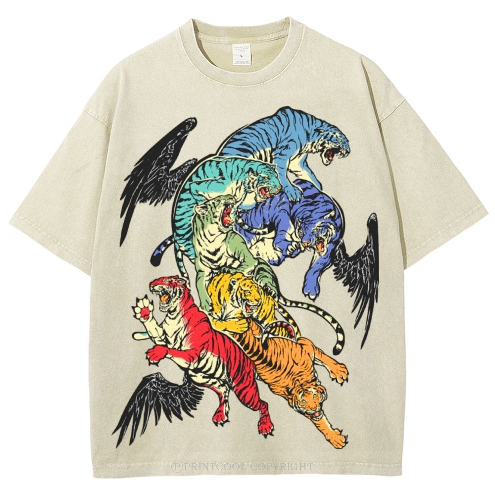 Warring Tigers Unisex Vintage Washed Tee