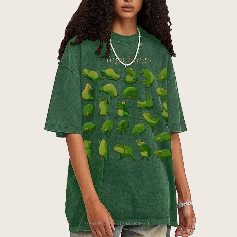 Yoga Frog Unisex Vintage Washed Tee