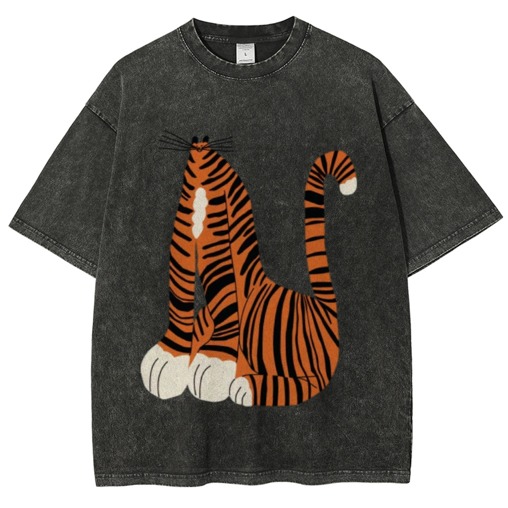 Tiger Cat Unisex Vintage Washed Tee