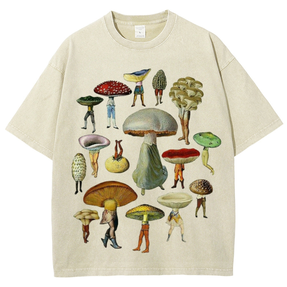 Troop of Mushrooms Unisex Vintage Washed Tee