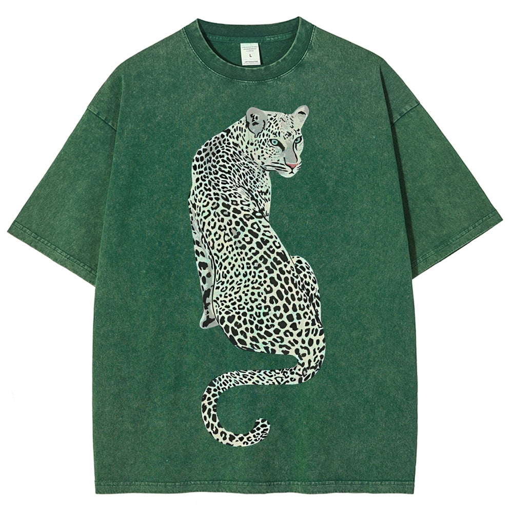 White Leopard Unisex Vintage Washed Tee