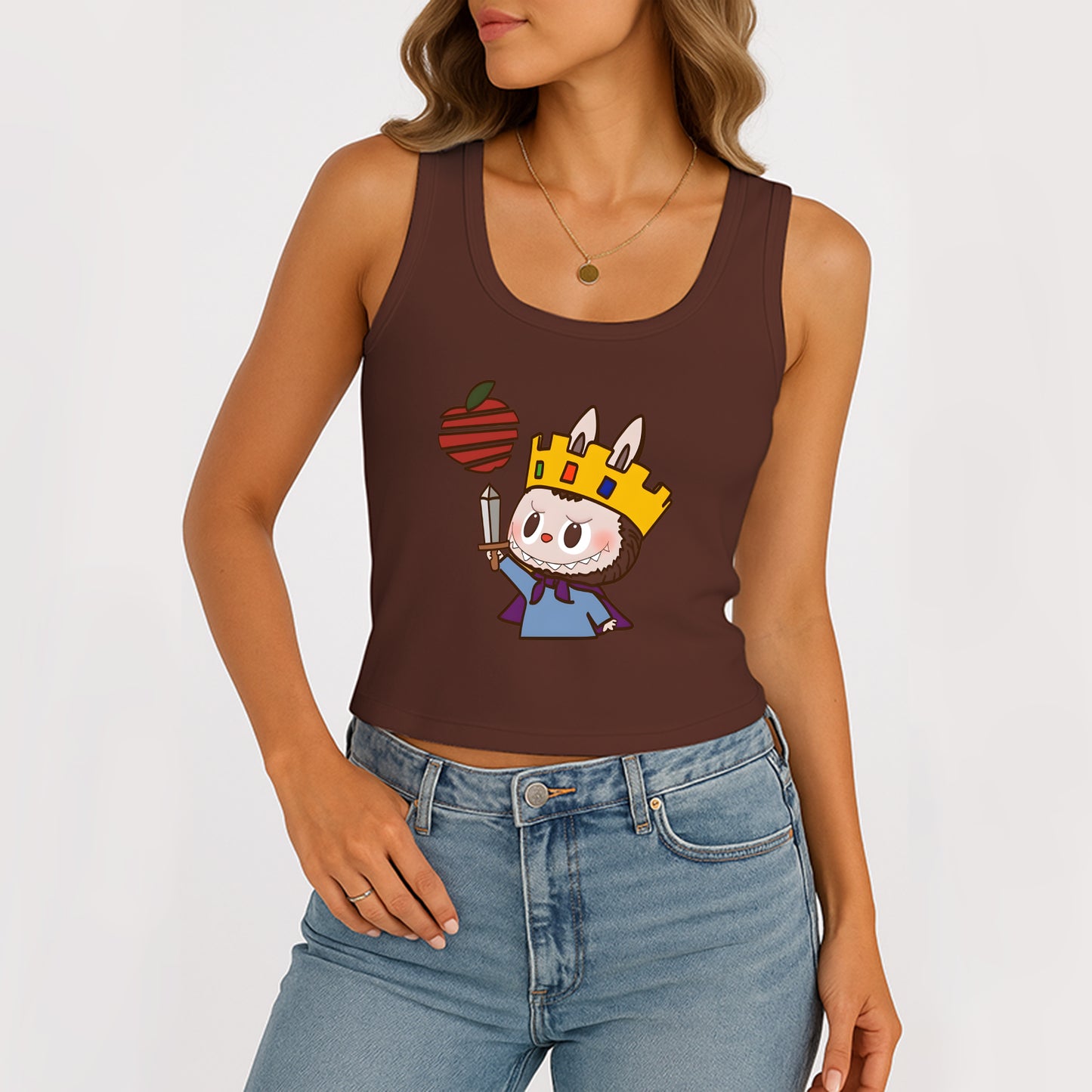 King Labubu The Monsters Women's Sleeveless Scoop Neck Ribbed Tank Summer Basic Slim Cute Tops For Labubu Lover