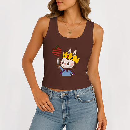 King Labubu The Monsters Women's Sleeveless Scoop Neck Ribbed Tank Summer Basic Slim Cute Tops For Labubu Lover