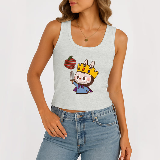 King Labubu The Monsters Women's Sleeveless Scoop Neck Ribbed Tank Summer Basic Slim Cute Tops For Labubu Lover
