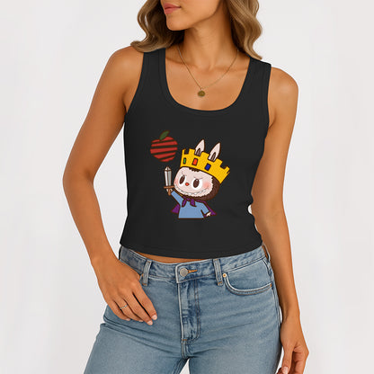 King Labubu The Monsters Women's Sleeveless Scoop Neck Ribbed Tank Summer Basic Slim Cute Tops For Labubu Lover