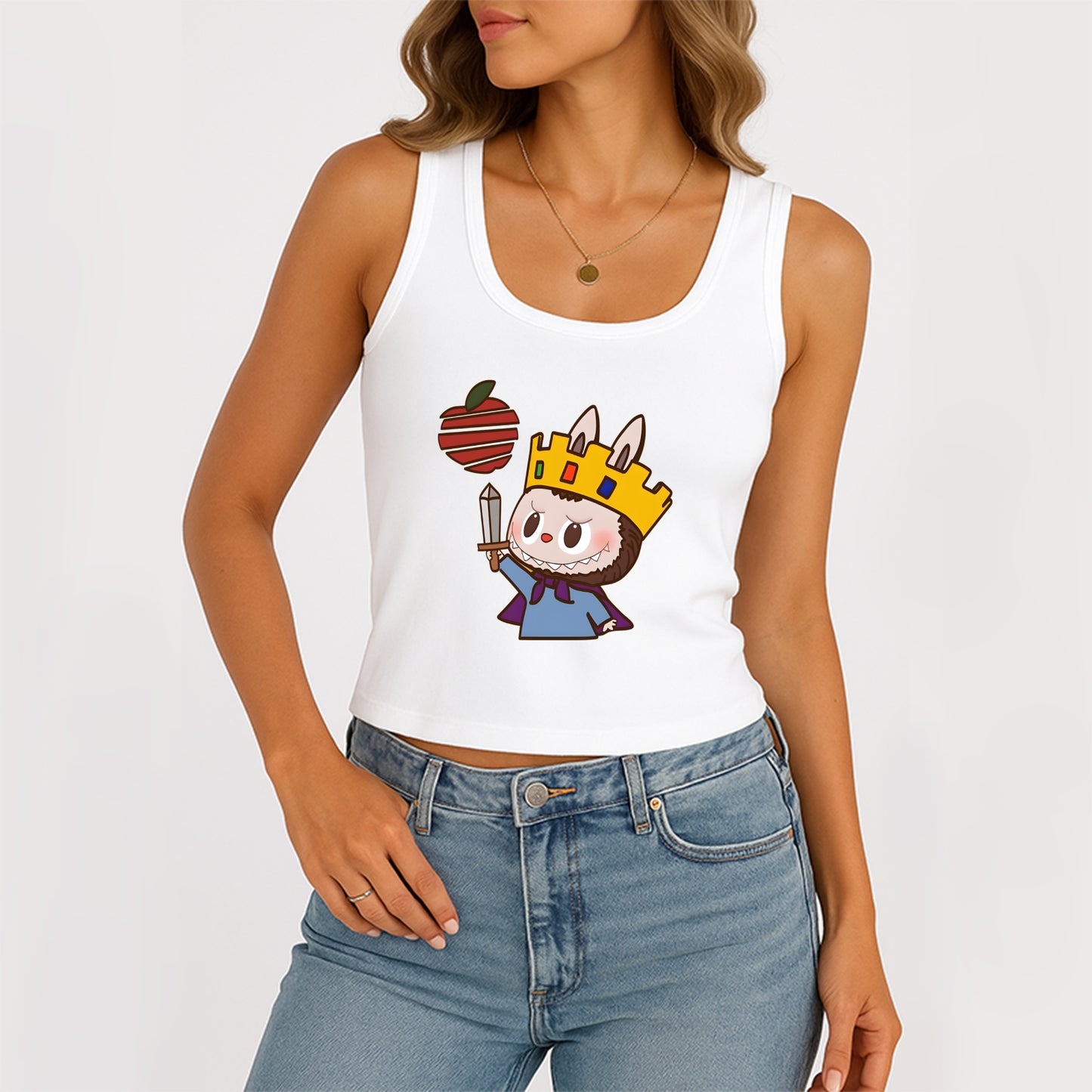 King Labubu The Monsters Women's Sleeveless Scoop Neck Ribbed Tank Summer Basic Slim Cute Tops For Labubu Lover