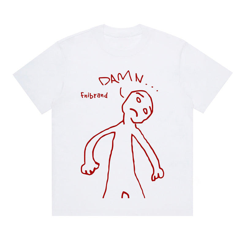 Cute Line Drawing Crew Neck Short-Sleeve T-Shirt Unisex