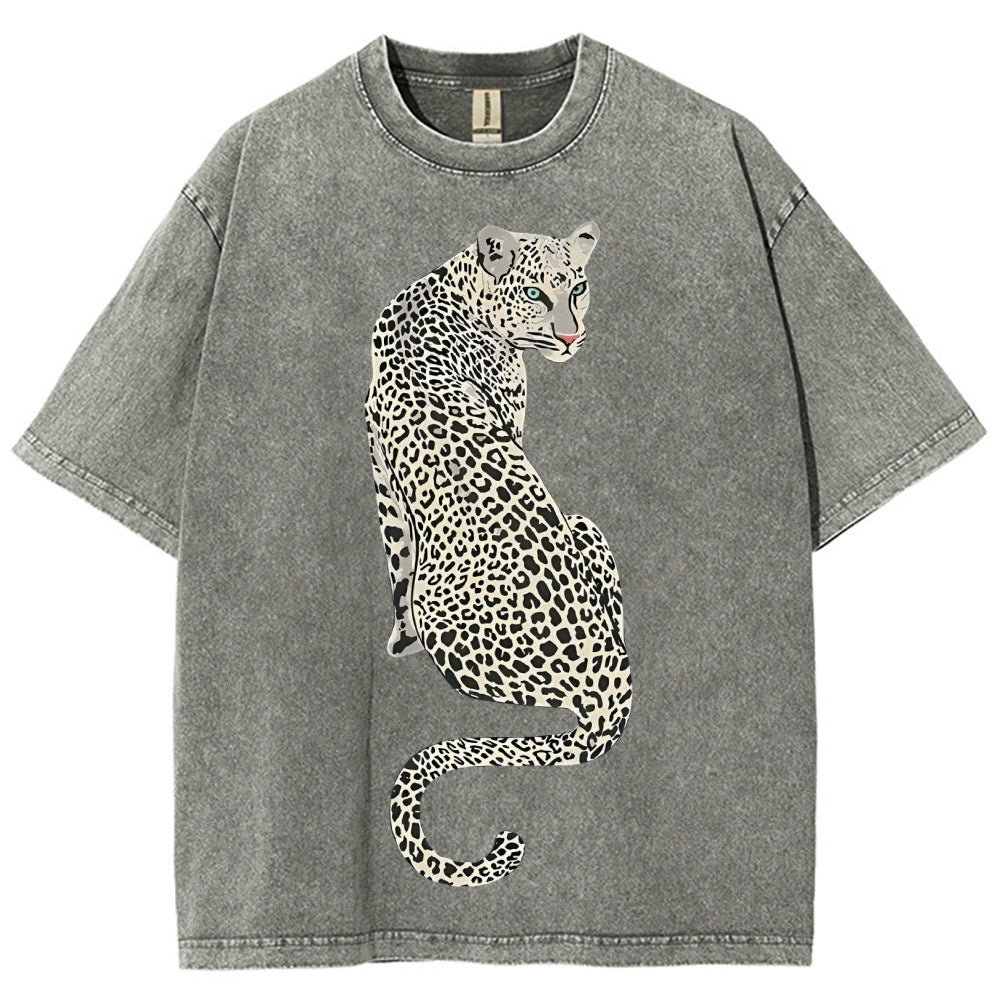 White Leopard Unisex Vintage Washed Tee