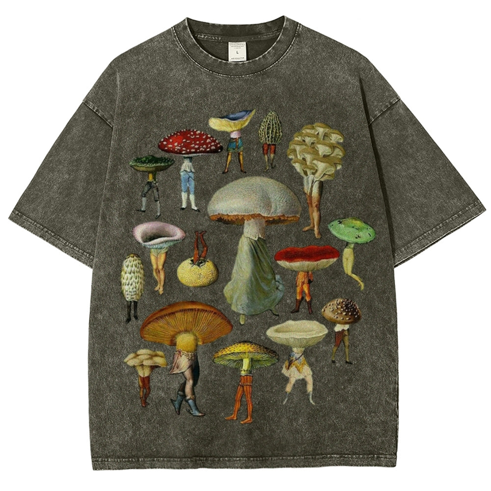 Troop of Mushrooms Unisex Vintage Washed Tee