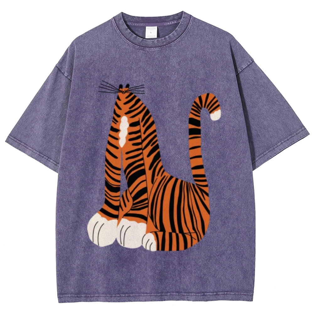 Tiger Cat Unisex Vintage Washed Tee