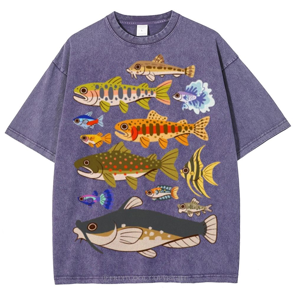 Tropical Fish Paradise Unisex Vintage Washed Tee